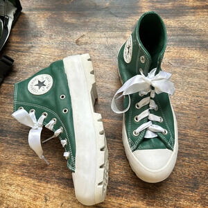 Converse All Star Chuck Taylor Platform /Chelsea Sneakers Leather Green Size 7.5